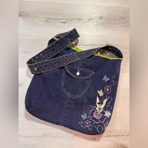 Tinkerbell Upcycled Embroidered Denim Tote Bag